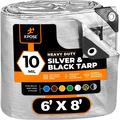 Xpose Safety 6 ft x 8 ft Heavy Duty Tarp, Silver/Black, Polyethylene STH-68-X